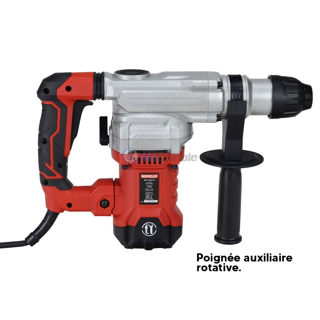 Marteau perforateur 1500W 32mm SDS-Plus avec valise SOFICLEF